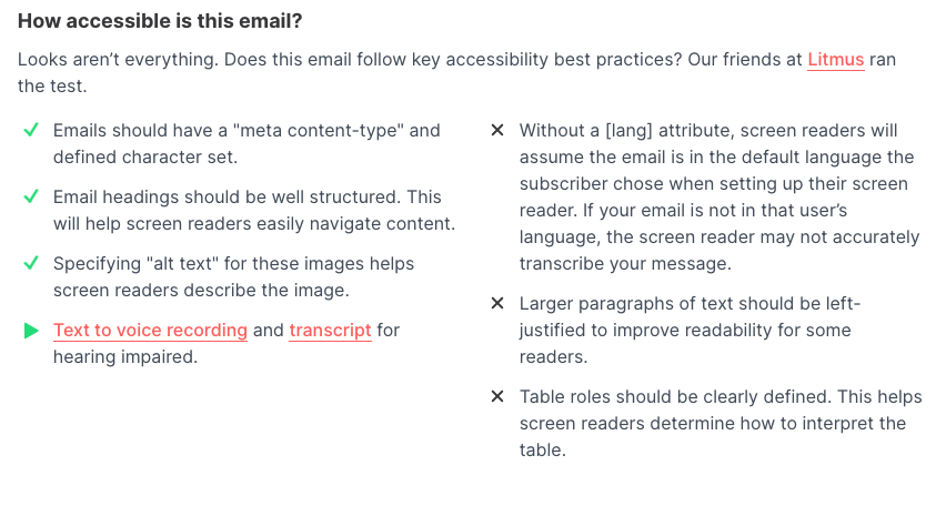 details about how accessible the email is