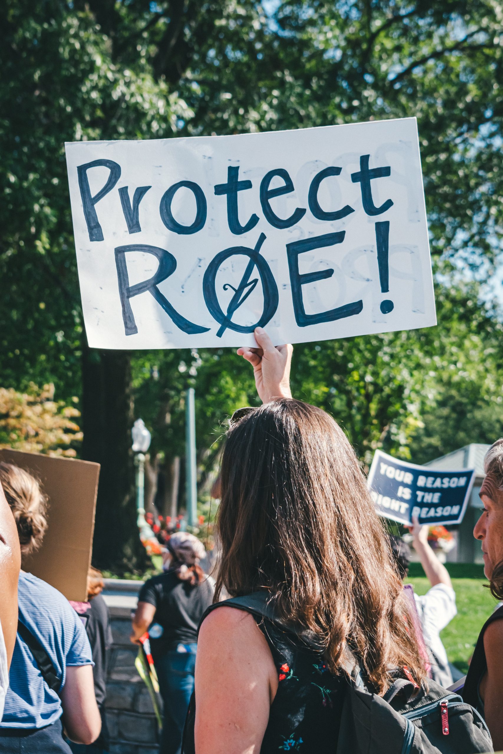 Protest sign that says protect Roe